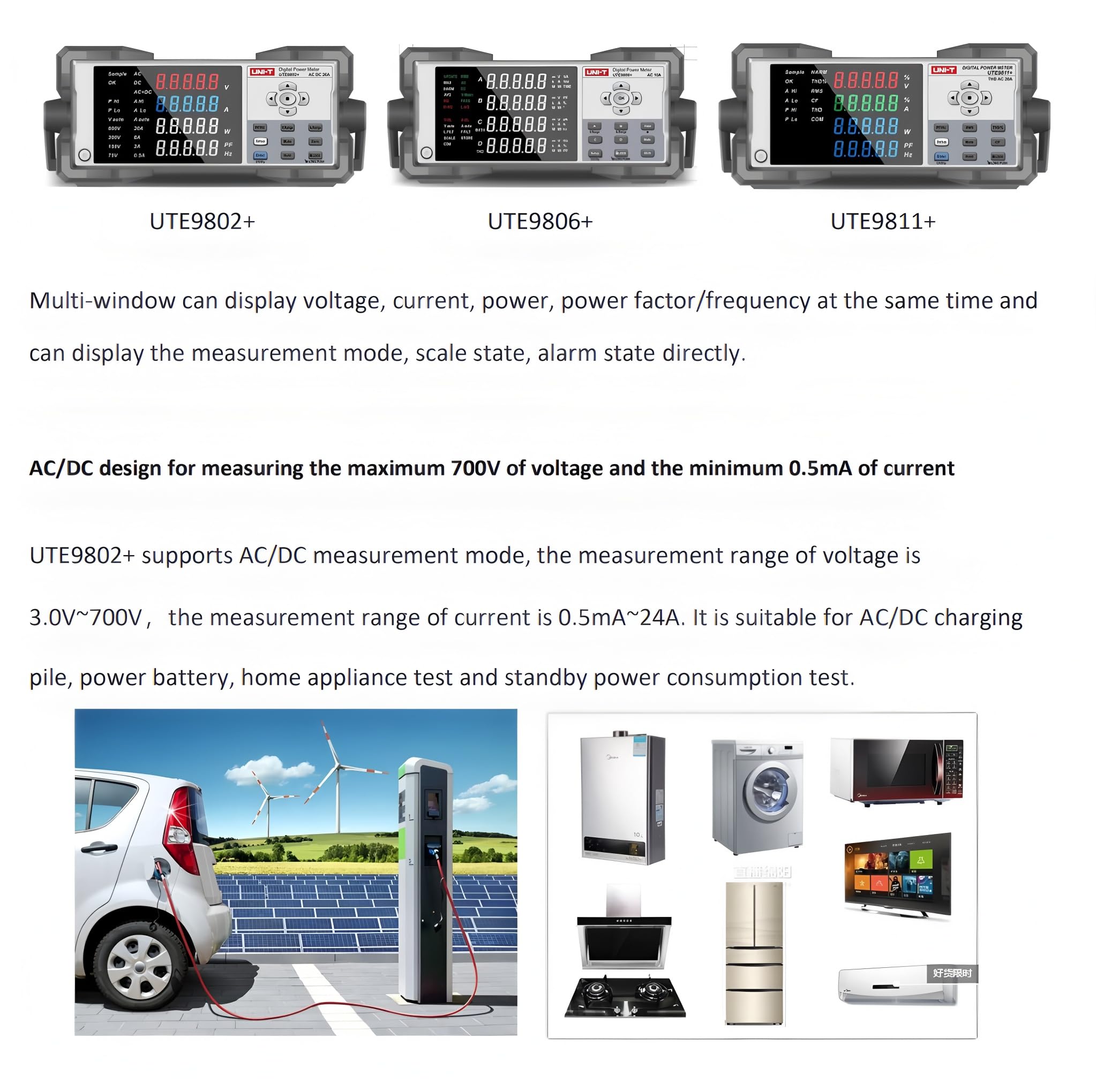 Analizador de potencia UNI-T UTE9806+ - Analizador de potencia CA/CC