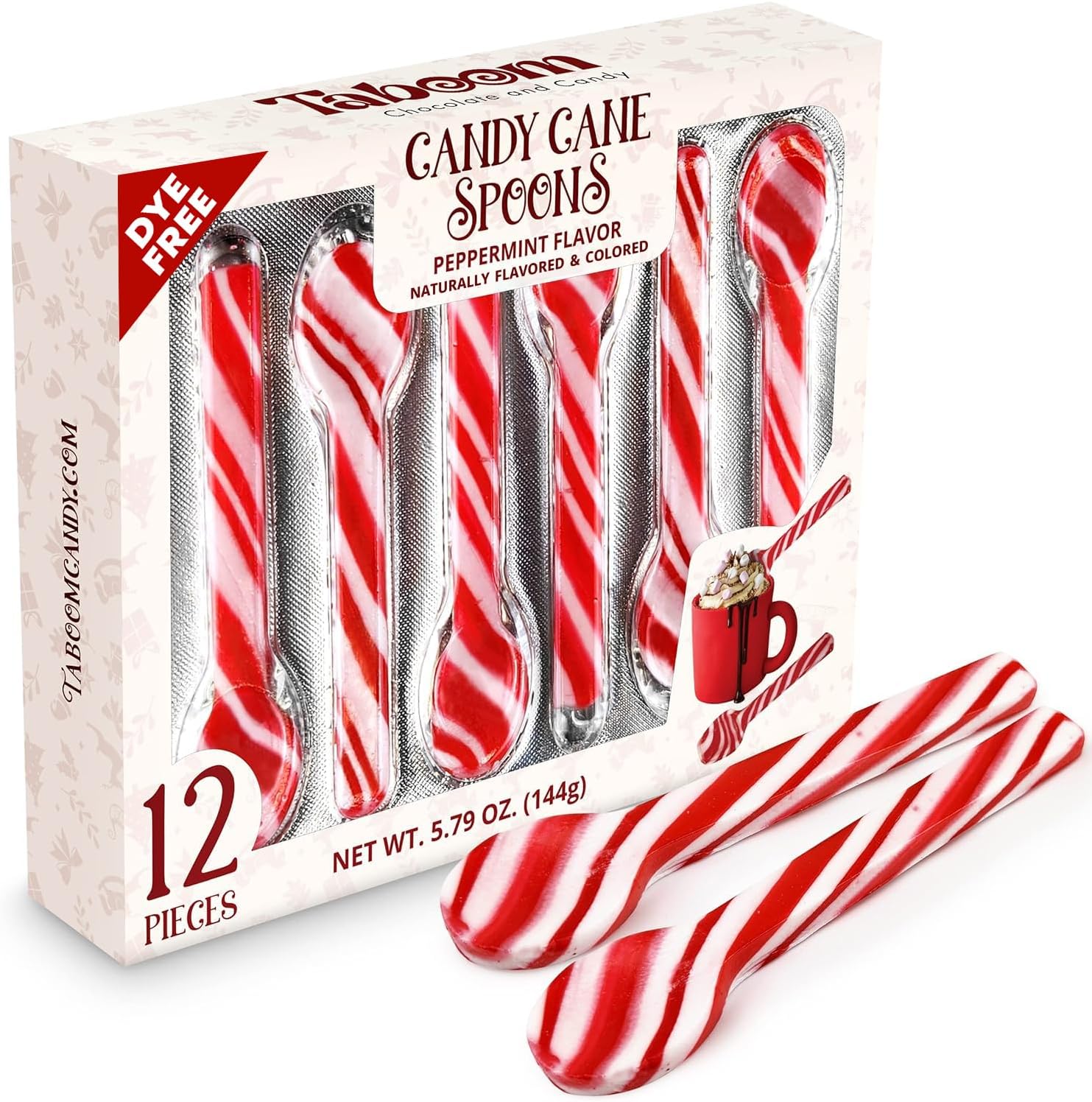 Peppermint Spoons – Pack of 12 Stunning Candy Cane Spoons – Perfect Christmas Candy – Delicious and Colorful Peppermint Candy – Ideal for Hot Chocolate on Christmas Eve
