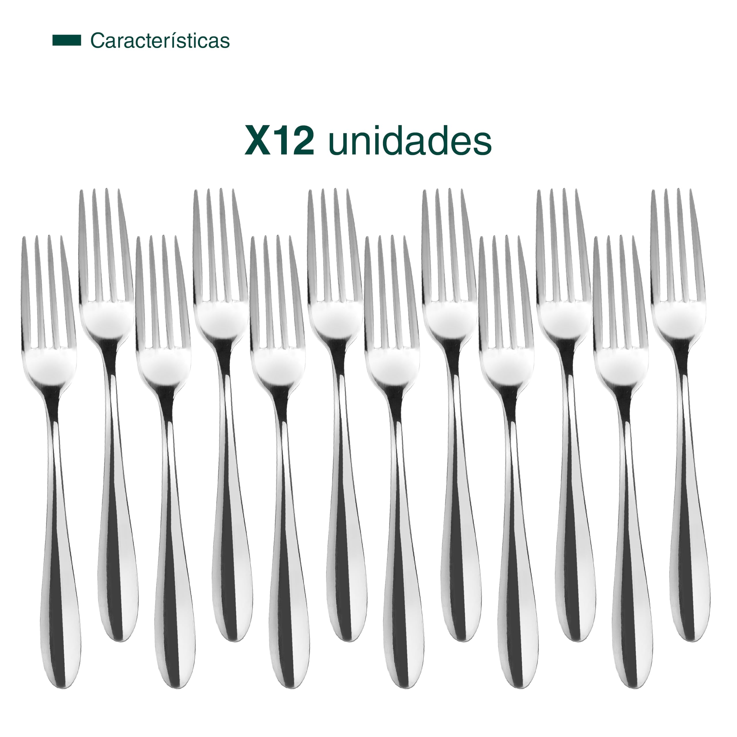 JAY - 11086002 - Pack de 12 Tenedores de Mesa, Colección Ébano, 205 mm, Acero Inoxidable 18/10, Espesor 3 mm, Equilibrio y Estilo para Uso Profesional, Fabricado en España