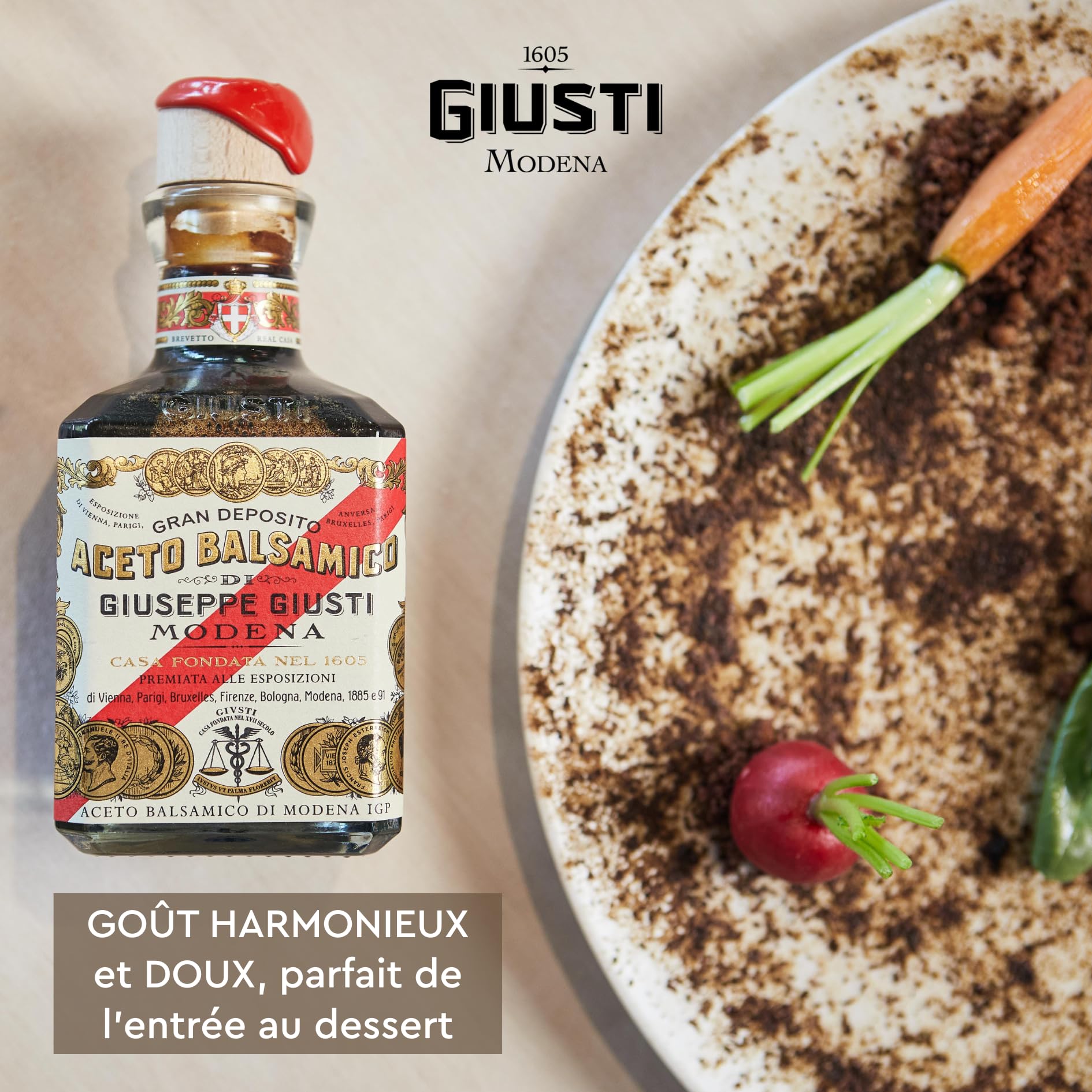 Giusti - Vinaigre Balsamique de Modène IGP 5 Médailles d'Or - 250ml Cubica