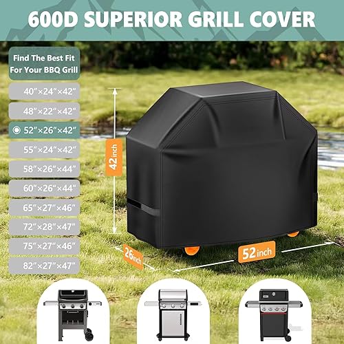 Miniatura 2 de HomWanna Cubierta de parrilla de 52 pulgadas  Cubierta superior para parrillas Weber Spirit 300 Series  600D al aire libre cubierta impermeable