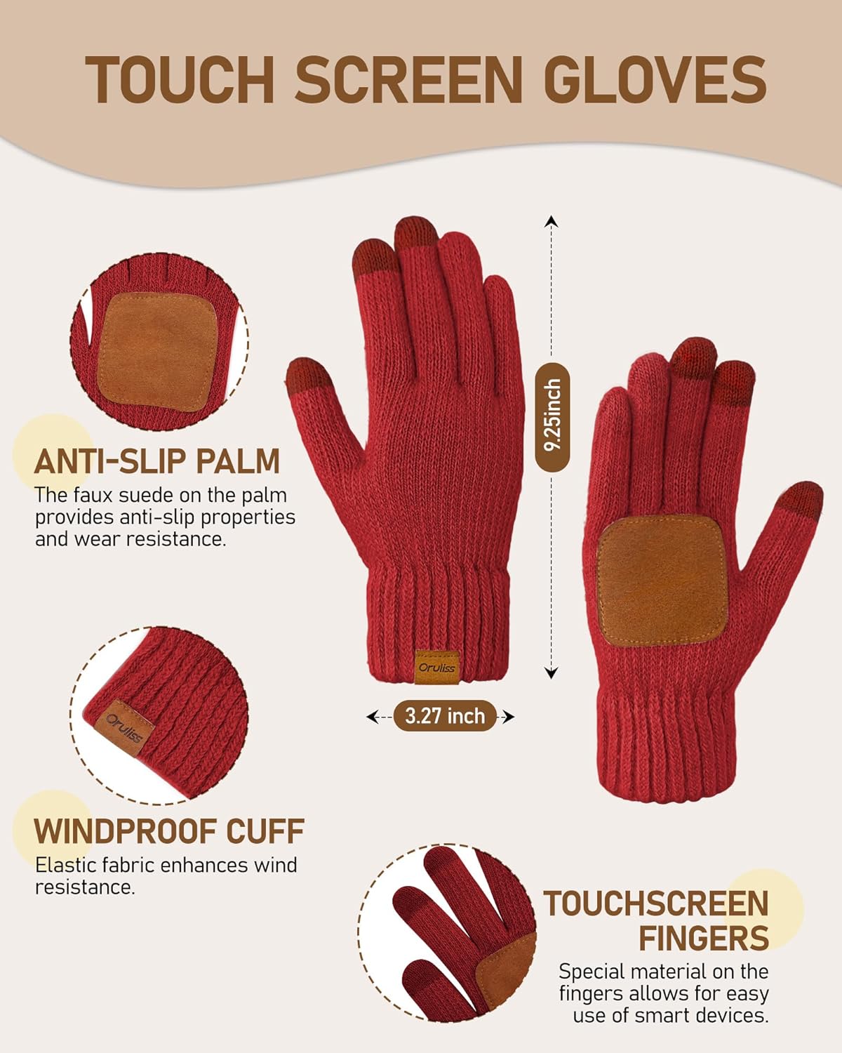 Women Winter Beanie Hat Scarf Gloves Headband Set, Fleece Lined Hat Ear Warmer Knit Long Scarf Touchscreen Gloves 4 Gift Set - Image 5