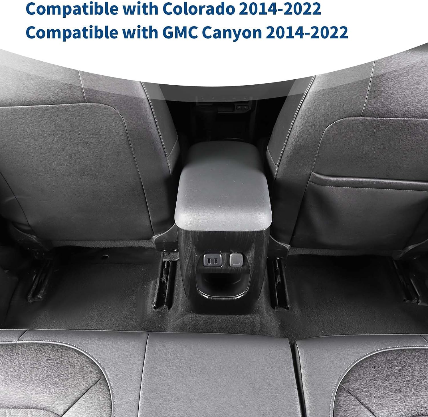 for Colorado Center Armrest Box Rear Charging Port Panel Cover Trim for Chevy Colorado GMC Canyon 2014-2022 Black Wood Grain Interior Accessories