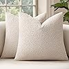 MIULEE 18x18 Inch Decorative Pillow Covers for Couch Bed Set of 2 Textured Boucle Neutral Throw Pillow Covers Natural Beige Ivory Accent Solid Pillowcases Sofa Living Room Home Decor