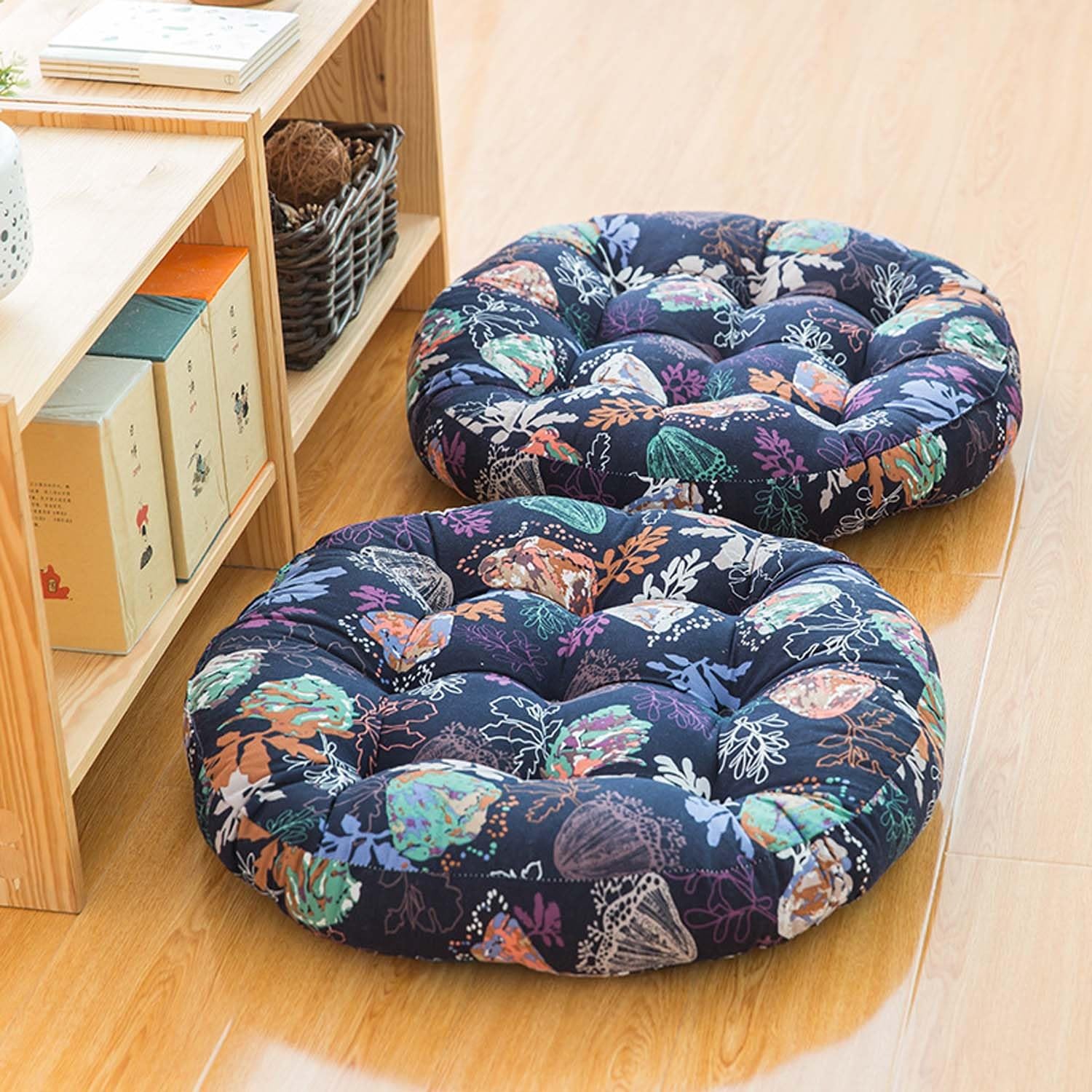 Round Outdoor Seat Pads x2，50cm x 50cm Round bistro chair cushion support, for dining chairs garden patio Indoor(Color:#17)