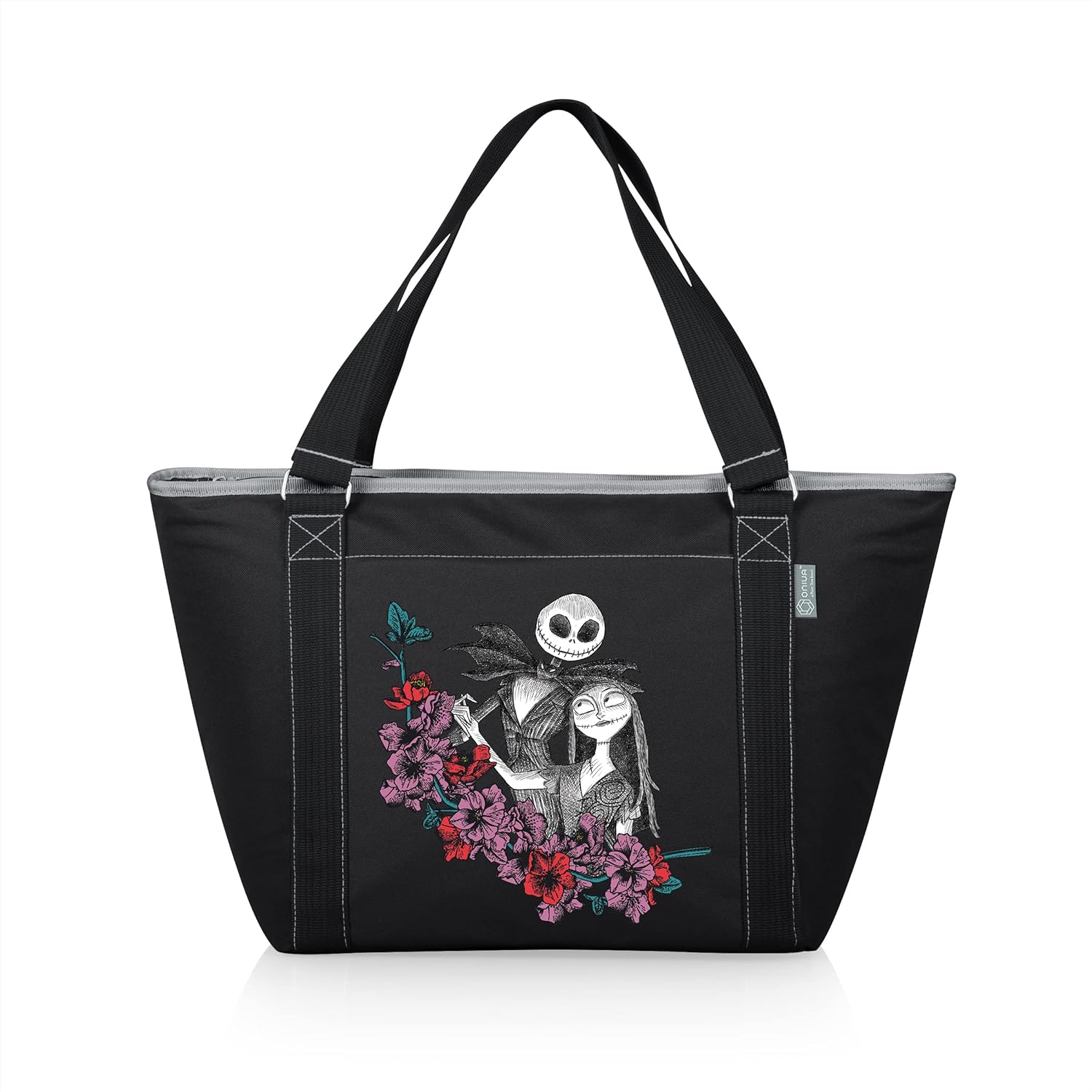 PICNIC TIME Disney The Nightmare Before Christmas Jack and Sally Topanga Tote Cooler Bag, Insulated Soft Cooler Tote for Picnic Beach Grocery Tailgating, 24 Can Capacity, Leak Resistant Liner, (Black)