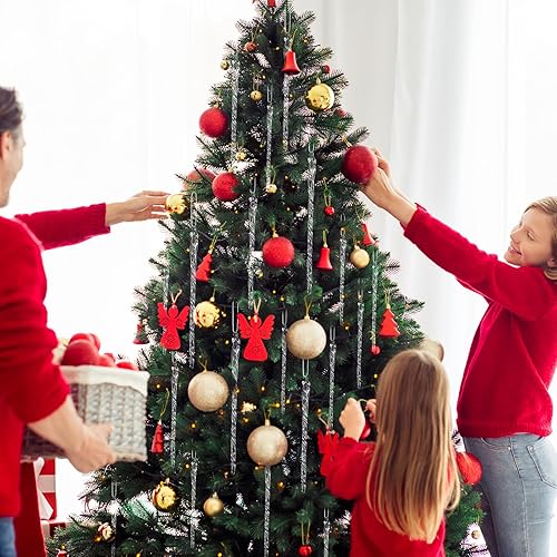 Miniatura 6 de Carámbano de vidrio de 3.5 a 7.8 pulgadas, adornos de Navidad de carámbanos de vidrio torcido, decoraciones de carámbanos para colgar (dorado, 25)