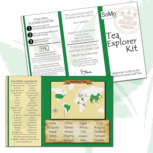 Miniatura 5 de SoMo Tea  Herbal Wellness  Juego de muestras de té de hojas sueltas de 10 sabores surtidos, 30 bolsas individuales de mezclas de té de hierbas,