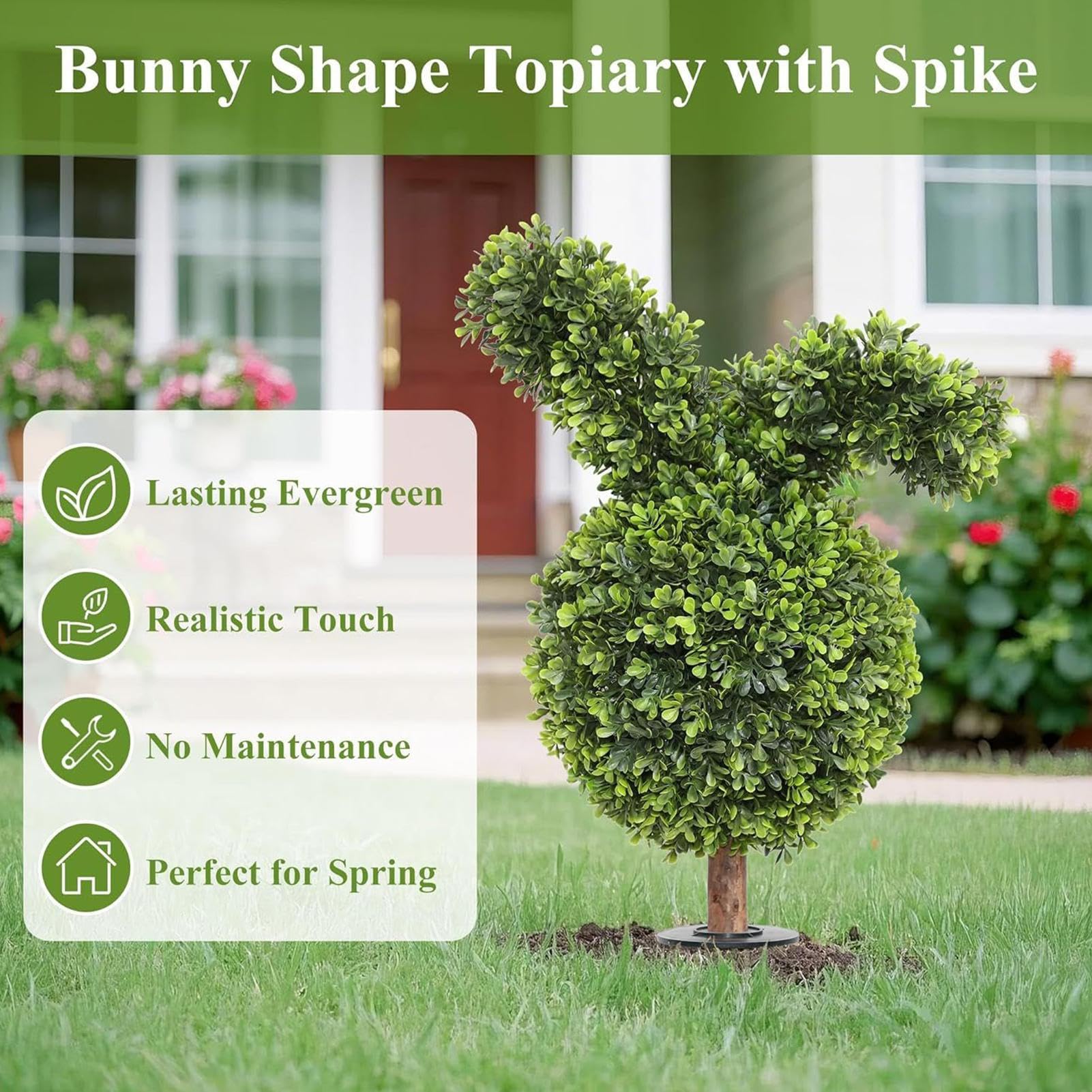 Piante artificiali di bosso per esterni, albero realistico da 71 cm, piante finte da esterno con picchetto, per fioriere da interni, giardino, cortile, decorazione pasquale