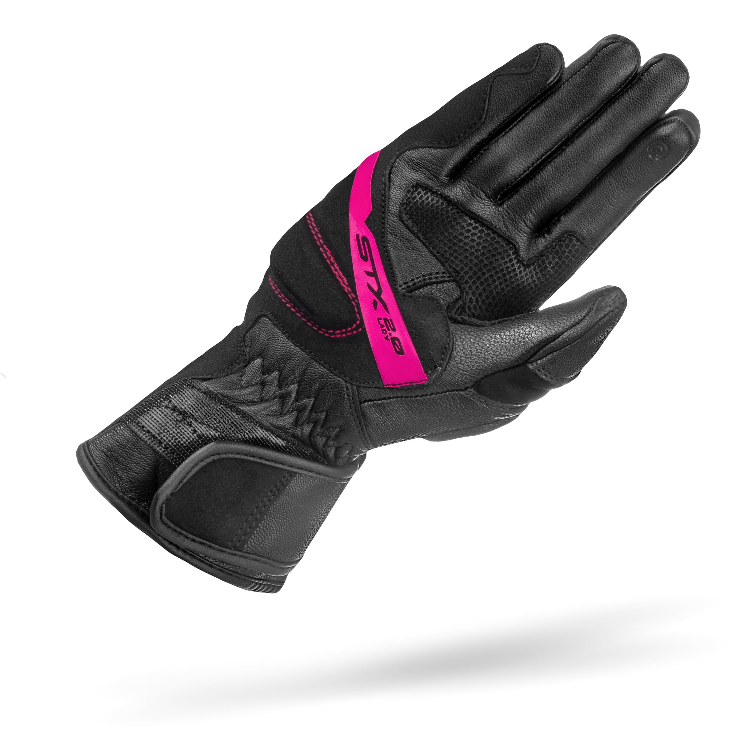 SHIMA STX Motorrad Handschuhe Damen Leder Lange Sommer Motorradhandschuhe Schutz Touchscreen Touren Lederhandschuhe Motorcycle Belüftet Verstärkt Scheibenwischer (Damen, Rosa, M)