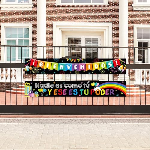 Miniatura 6 de Blulu Cartel de bienvenida en español, cartel inspirador en español para el primer día de escuela, cartel motivacional con 40 puntos adhesivos para