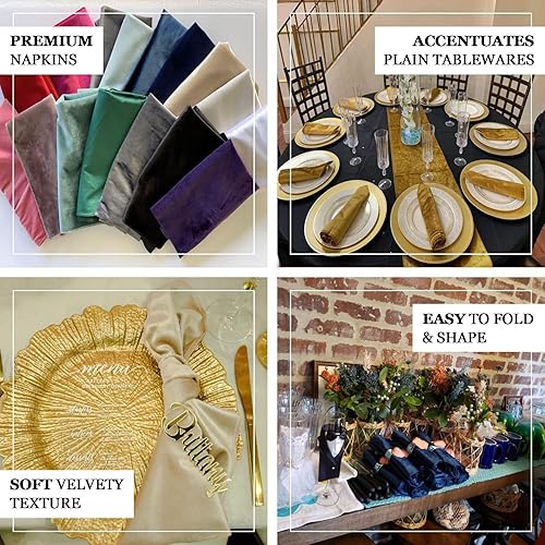 Miniatura 3 de Efavormart - Servilletas de lino de terciopelo sin costuras de alta calidad, 20.0 x 20.0 in, color negro