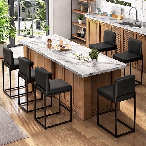 Miniatura 26 de Sophia & William Juego de 2 taburetes de bar marrones, taburetes de bar de 24 pulgadas de altura de mostrador para isla de cocina, taburetes de bar