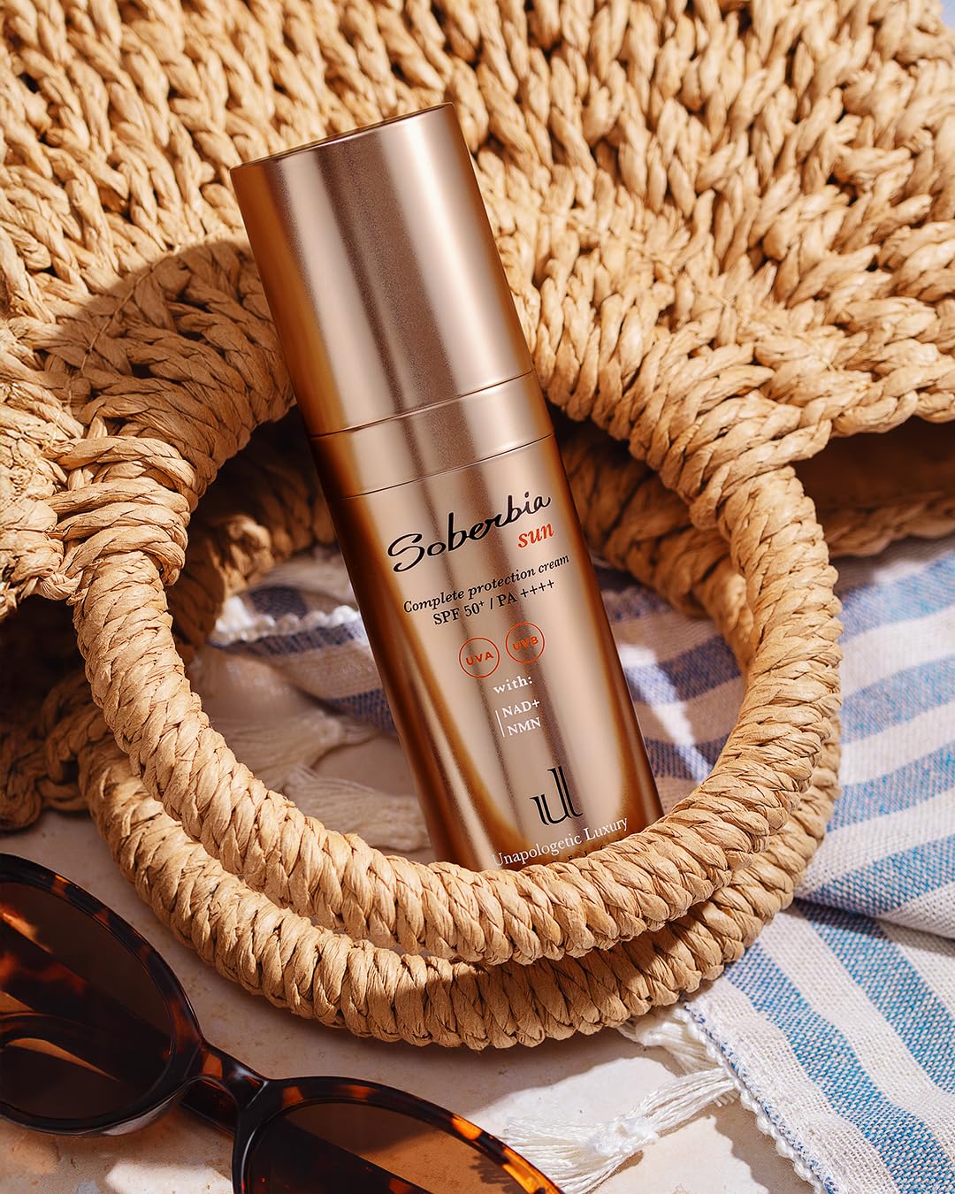 Soberbia Sun SPF 50+ Unapologetic Luxury – Crema Antiedad Global y Protector Solar Facial con NAD+ y NMN | Protección UVA/UVB, Luz Azul y Polución | Tecnología Airless, 30ml