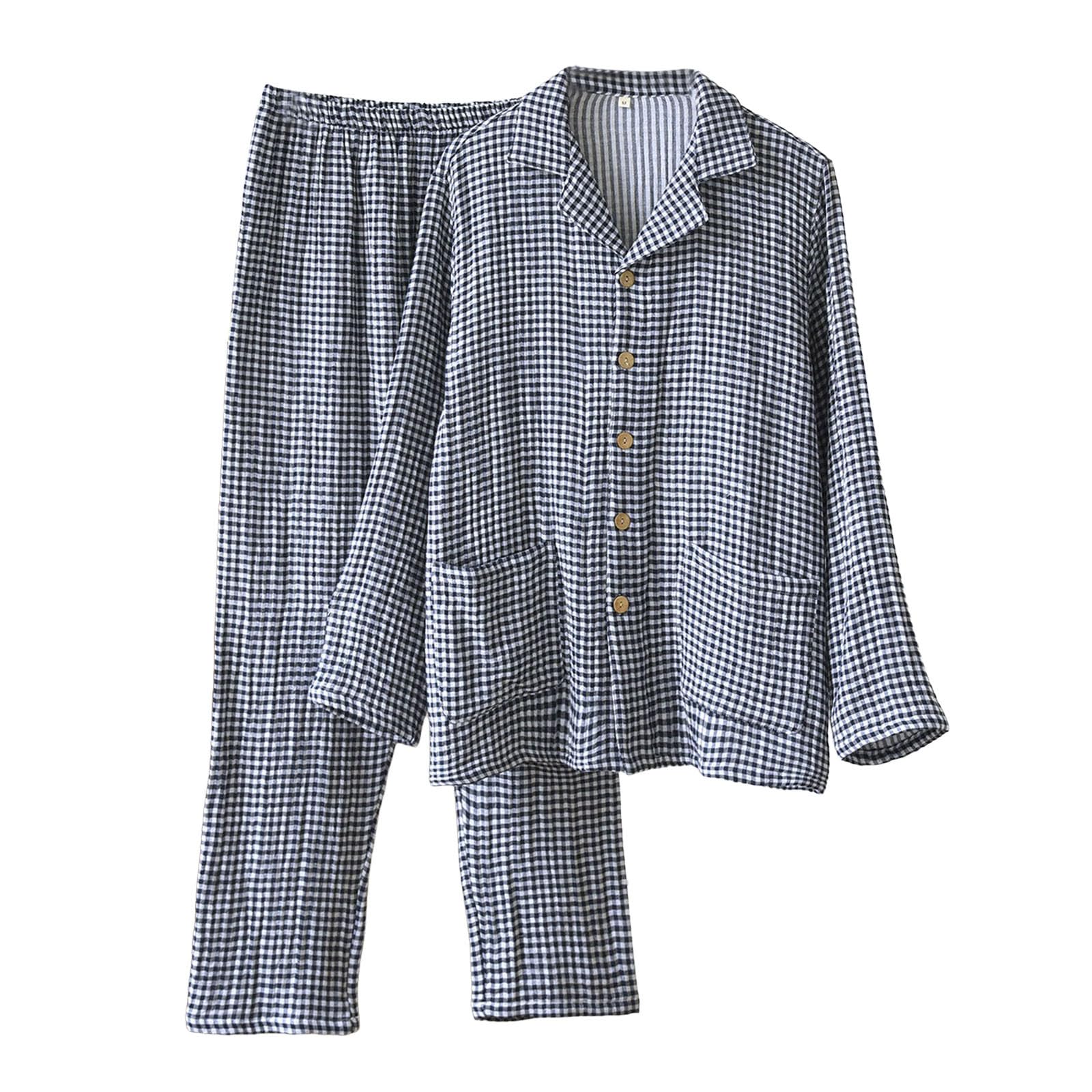 Pijamas Hombre Invierno - de Cuatro Capas, Camisa de Manga Larga y Pantalones, Ropa de Estar por casa cómoda, Bata Abierta por Delante, Ropa de Dormir para el frío.