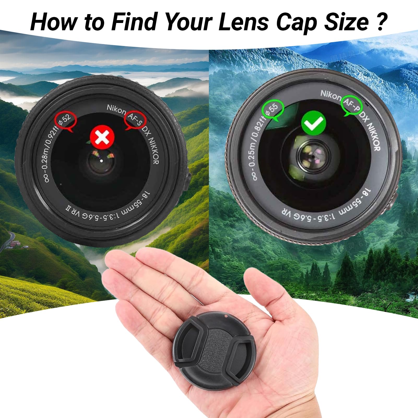 JJC Tappo Obiettivo Copriobiettivo 55mm 2 Pezzi Snap-on Fotocamera - Foto 9