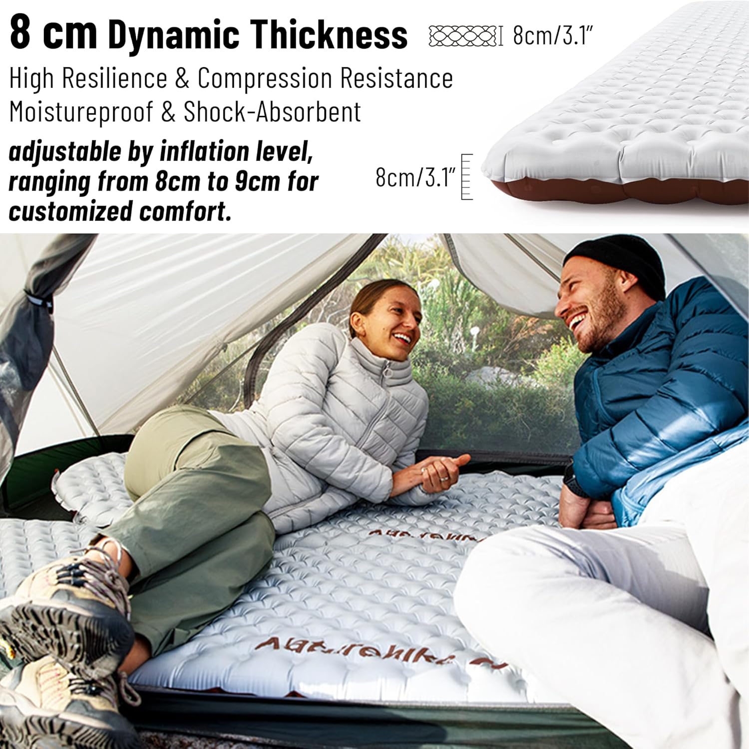 Naturehike Ultralight Insulated Sleeping Pad - R5.8 Insulated Inflatable Sleeping Pad, 3.1in Thickened Portable Compact Backpacking Sleeping Mat for Camping, Hiking, Climbing with Inflatable Bag