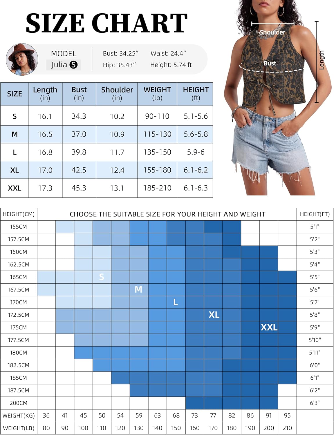 Womens Denim Vest Crop Sleeveless V Neck Denim Top Retro Tie Up Front Jean Vest - Image 6