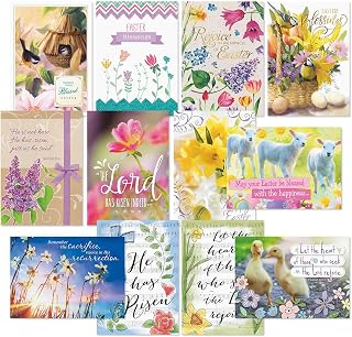 Faith Easter Greeting Cards - Set of 12, Scripture on 9 Cards, 5" x 7", Envelopes Included