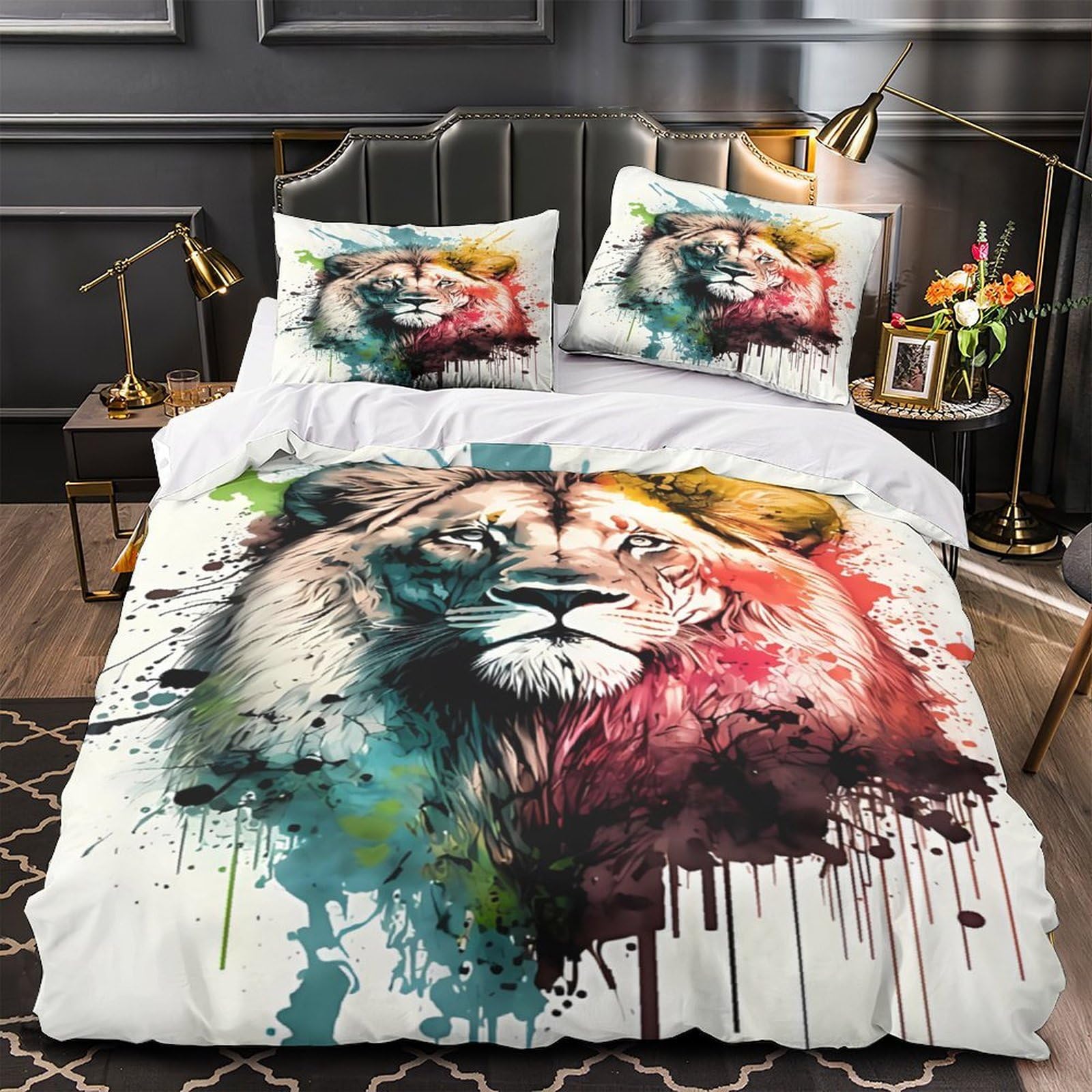 Housse de couette lion 3D pour illuminer la chambre des garçons et des filles