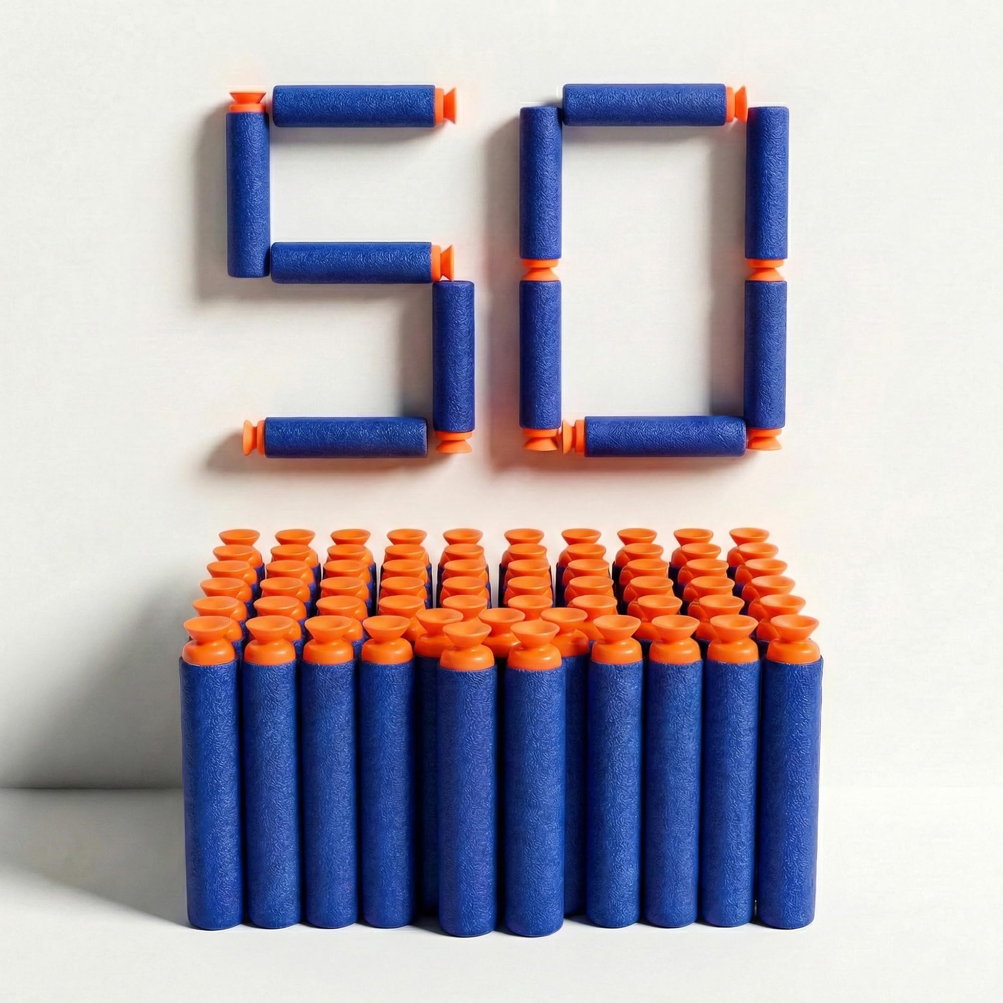 VERAT Hollow Out Soft Foam Refill Darts for N-Strike Elite Series Blasters Suction Bullets Darts for Toys Darts for Toy Blaster Suction Tip Soft Foam Refill (Suction-Bullet-Blue, Pack of 50)-image-12