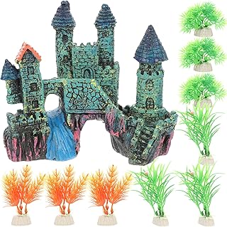 Ipetboom Aquário Resina Castelo Decoração Tanque De Peixes Castelo Caverna Esconderijos Casa Plantas De Plástico Suprimentos De Paisagem De Tanque De Peixes Acessórios