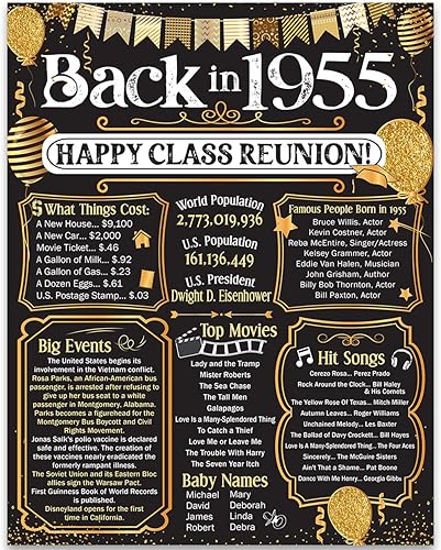 Miniatura 619 de Lone Star Art 66ª Reunión de Graduados (Sesenta y seis) Decoración en Oro - Recordando El Año - Clase de 1959 - Póster Sin Marco de 11x14 - Globos