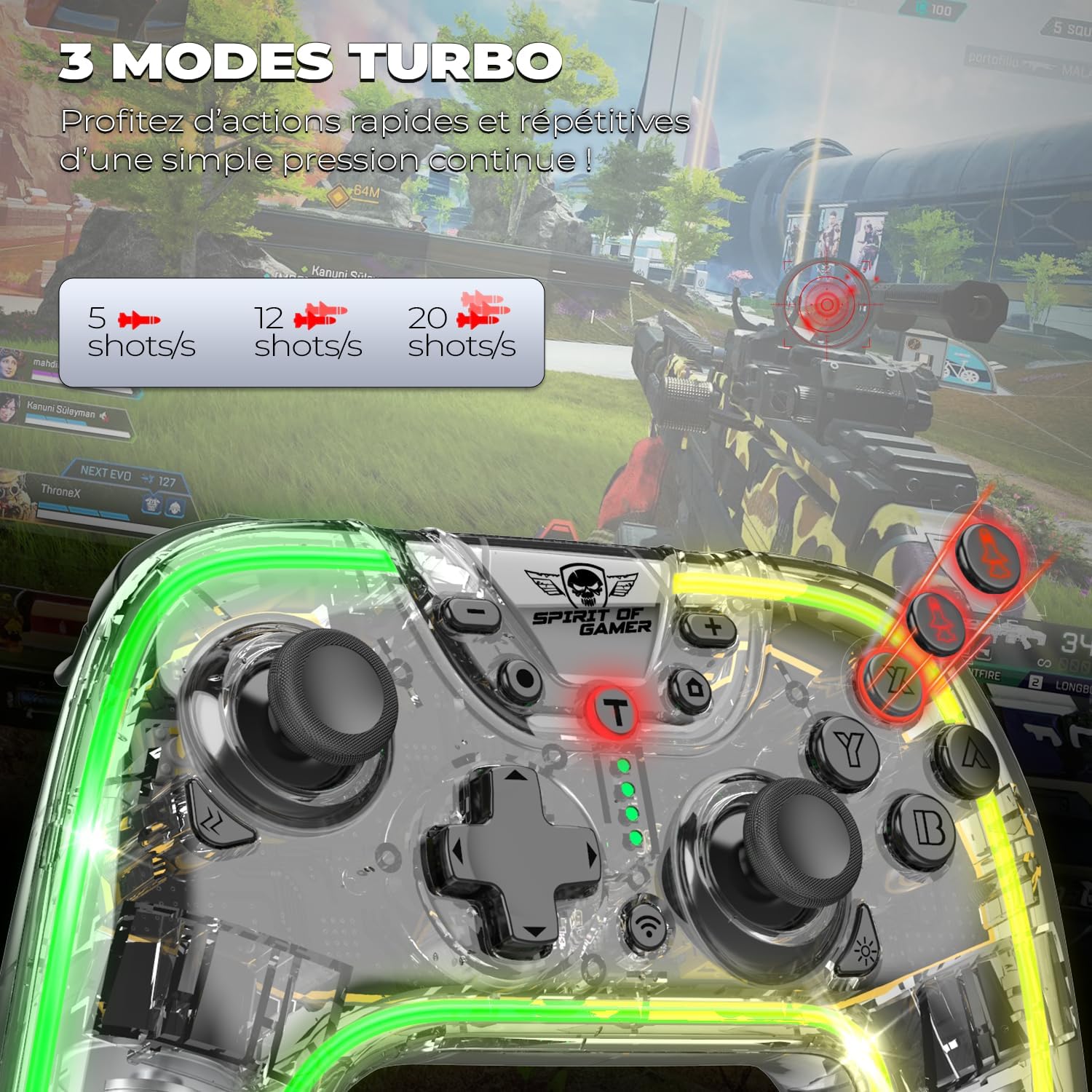 Spirit Of Gamer SOG-BTGPS1 Gaming Controller Turbo modes