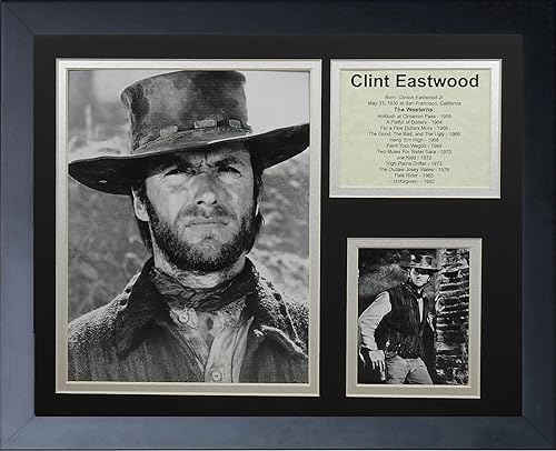 Clint Eastwood - Colección de iconos de televisión occidental y actuación Collage de fotos enmarcada para decoración de pared, 12 x 15 pulgadas,