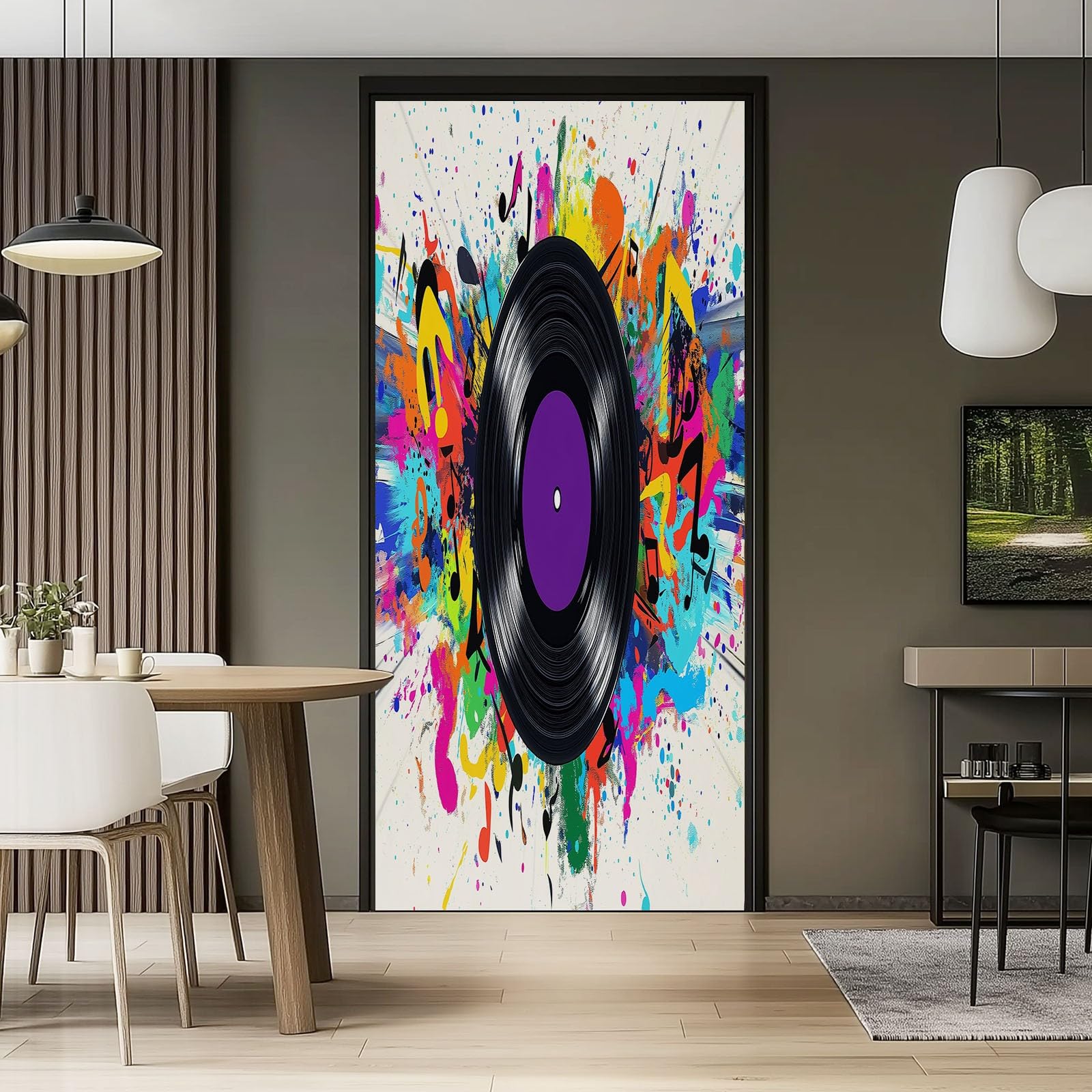 Naklejka na drzwi 3D, samoprzylepna, PCW, 90 x 200 cm, zdejmowana, czarna, wodoszczelna, do sypialni, kuchni, łazienki, biura, tapeta na drzwi - winylowa, muzyka, graffiti, motyw do wnętrz