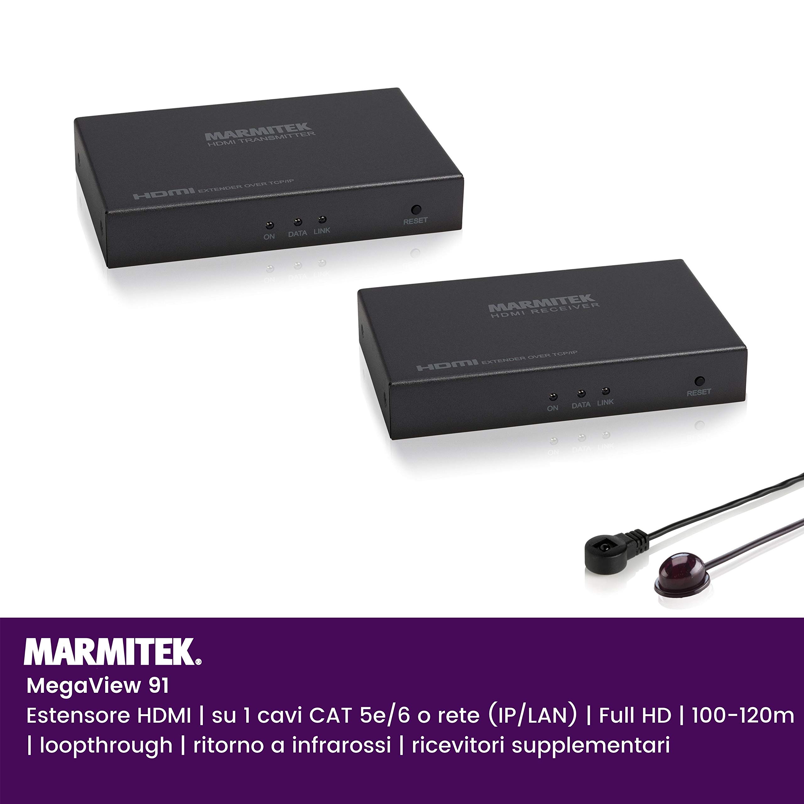 Extender HDMI su rete LAN 100 metri CAT.5e/6 con USB 4 PORTE trasmettitore device remoti