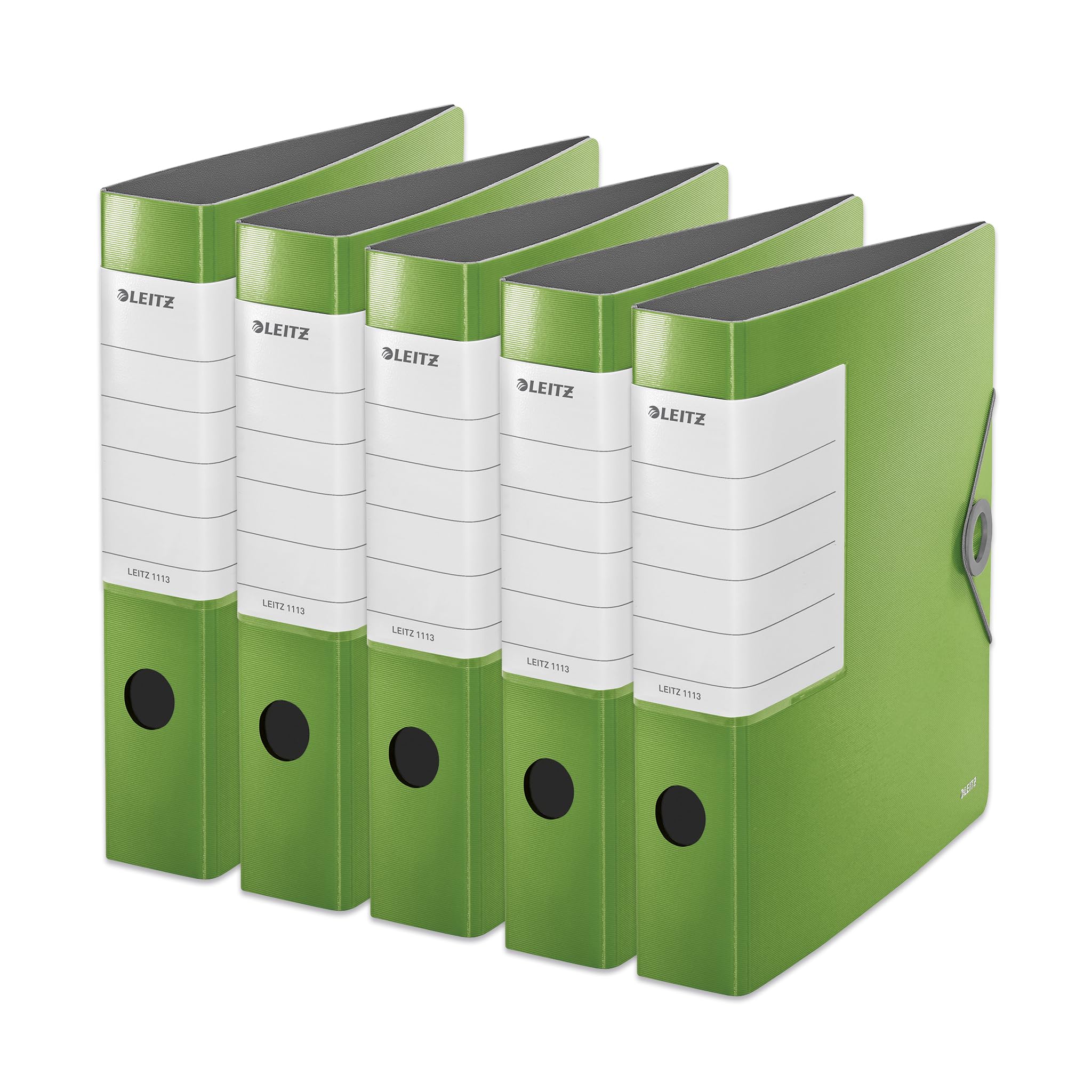 Leitz 11130050 - Raccoglitore di qualità a 180°, formato A4, sottile, verde chiaro, larghezza dorso 6,2 cm, chiusura con elastico, robusto polyfoam, targhetta posteriore sostituibile, extra larga