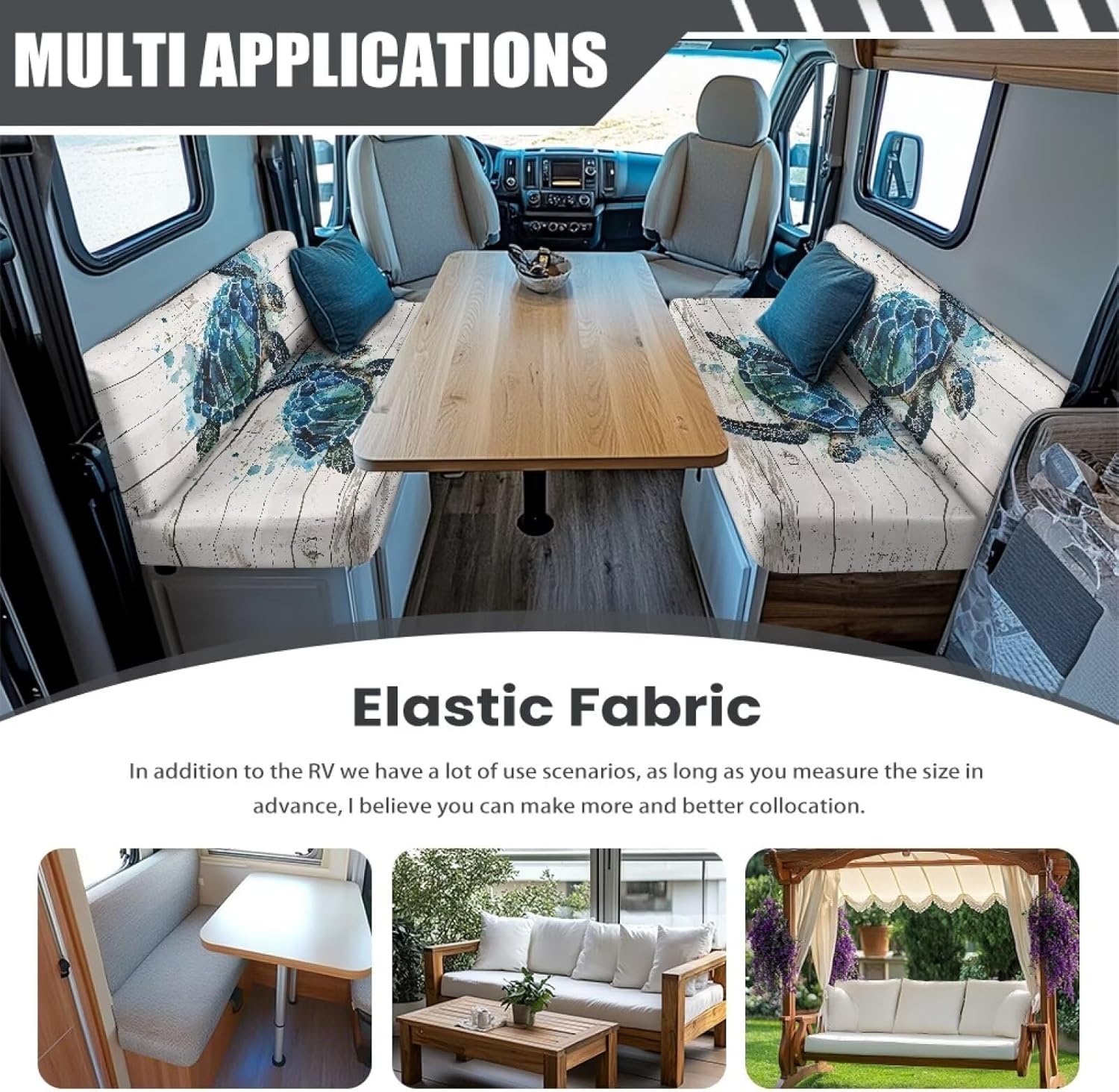 Turtle Camper Accessories for Caravan Rv Sofa Seat Slipcovers Stretch Rv Dinette Cushion Covers Booth Seats Stretch Sofa Seat Slipcovers Rv Sofa Cover Two Piece Set Covers