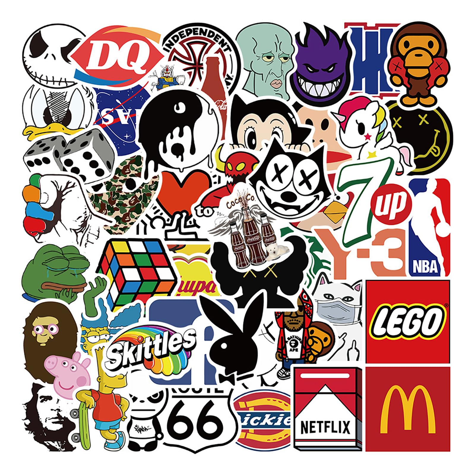 SUNYOVIME Marken Sticker 50 Stück Brand Stickers,Cool Markenlogo Aufkleber,Vinyl Sticker Set Wasserfest Graffiti Stickers,Stickerbomb für Laptop Skateboard Koffer Helm Auto Fahrrad Handy