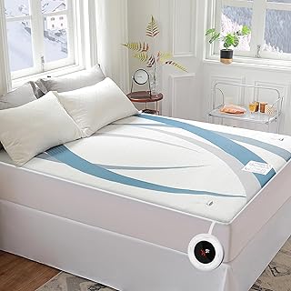 Gotcozy Heated Mattress Pad Twin Size - Electric Mattress Pad Fit up to 15‘’ with 10 Heat Setting & 10 Hour Auto Off ETL Certified Machine Washable(Blue)