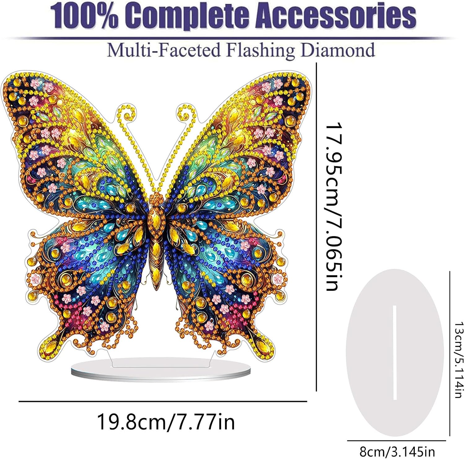 Diamond Painting Kits for Adults Beginners, 5D Full Drill Flowers and Butterfly Crystal Art Desktop Ornament, DIY Single Sided Home Office Desk Decor, Creative Craft Gift Set with Tools image 2