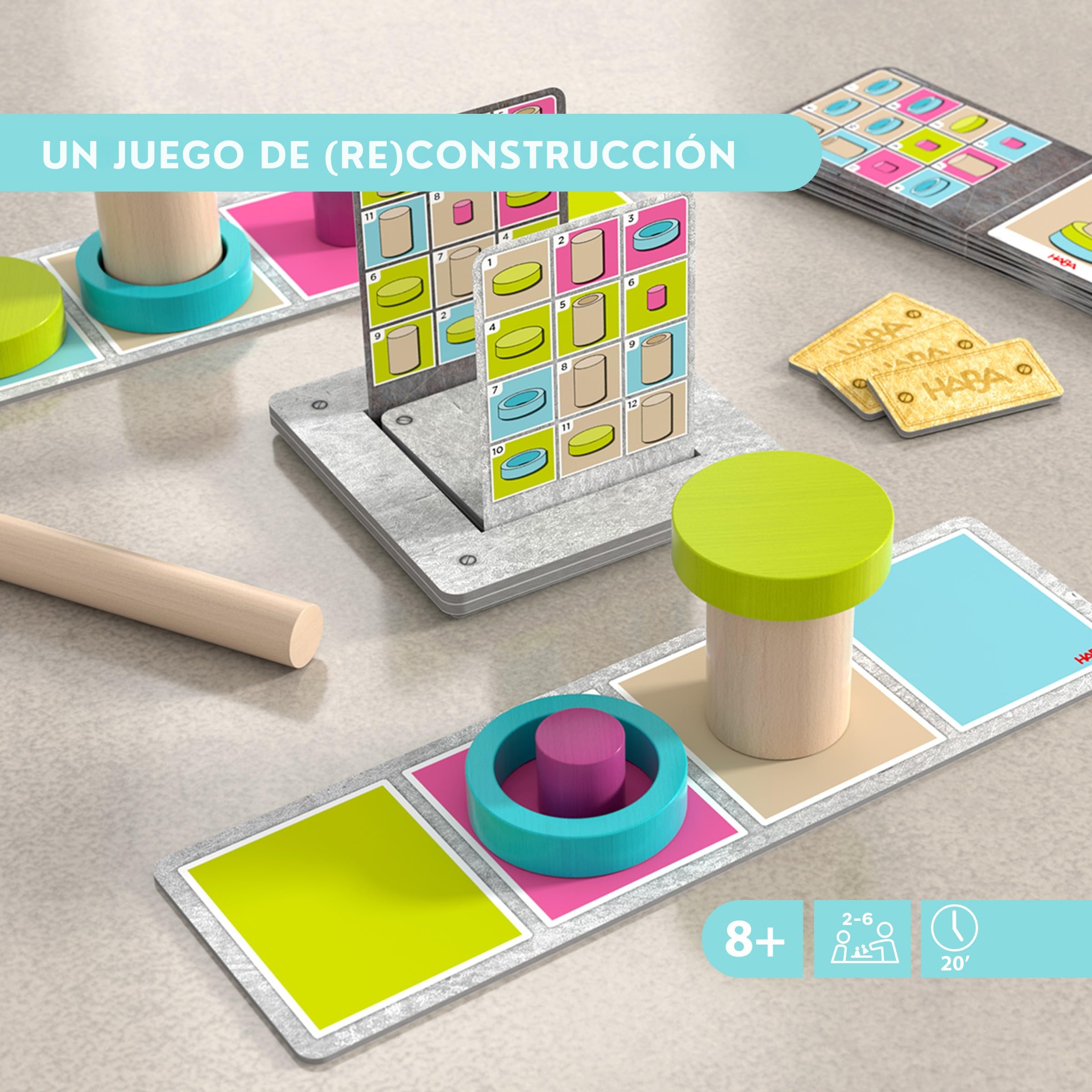 HABA 2011822005 - Fast Factory, Juego Familiar de Mesa de lógica constructiva. Más 8 años