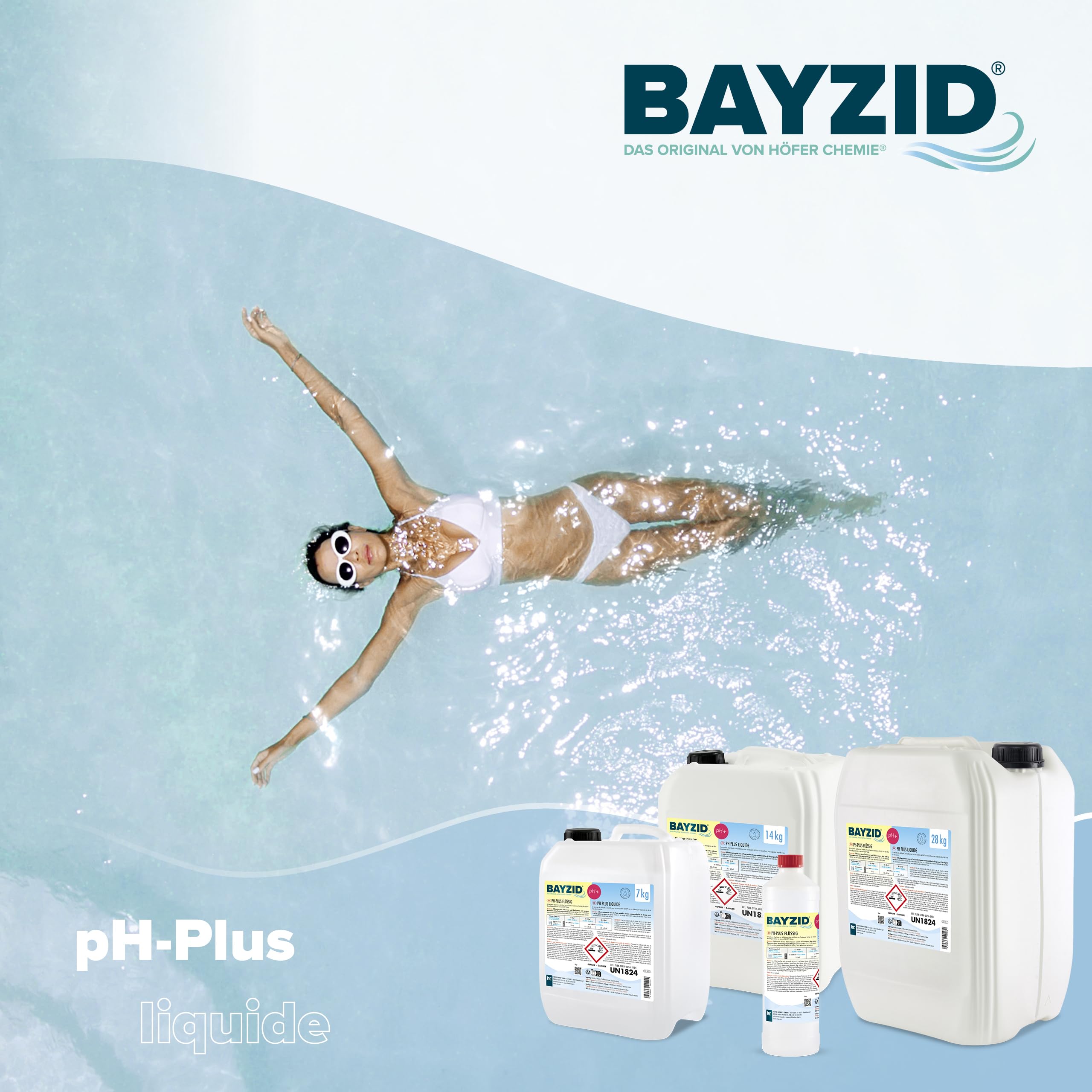 Bayzid pH Plus Liquide 2 x 14 kg - Augmenteur de pH pour Piscine | Compatible Tous Traitements - Qualité Pure et Stable - Remonte le pH en Douceur - Protège les Équipements