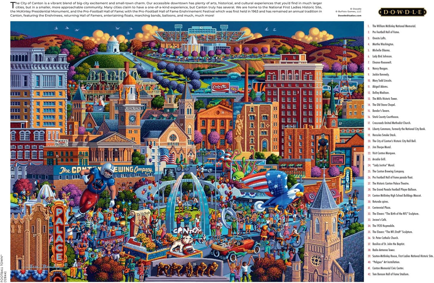 Buffalo Games - Eric Dowdle - Football Town - 1000 Piece Jigsaw Puzzle for Adults - Challenging Puzzle Perfect for Game Nights - Finished Size is 26.75 x 19.75