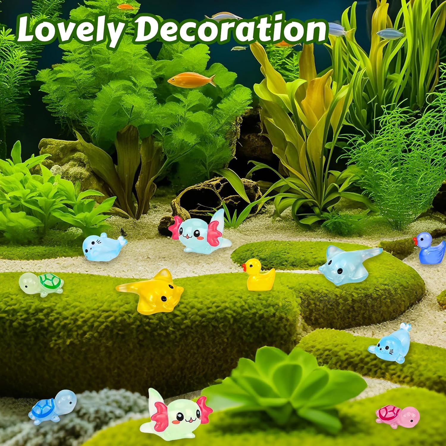 120 Pcs Luminous Mini Resin Animals Glow in The Dark Miniature Figurines