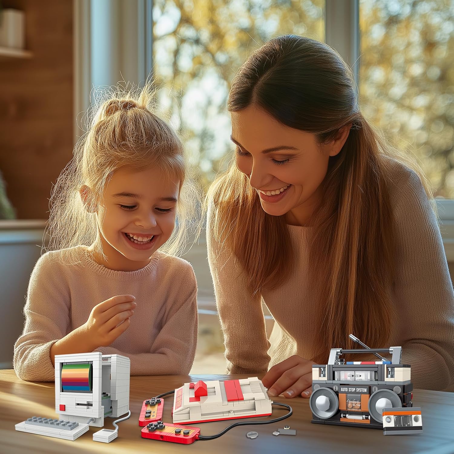 NUTCRACKER Game Console Computer Radio Building Set - Nostalgic 80s Vintage Collectible Model Home Office Decor, Retro Toy Building Set, Easter Birthday Gifts for Adult Girls Boys 14+ (552 Pieces)