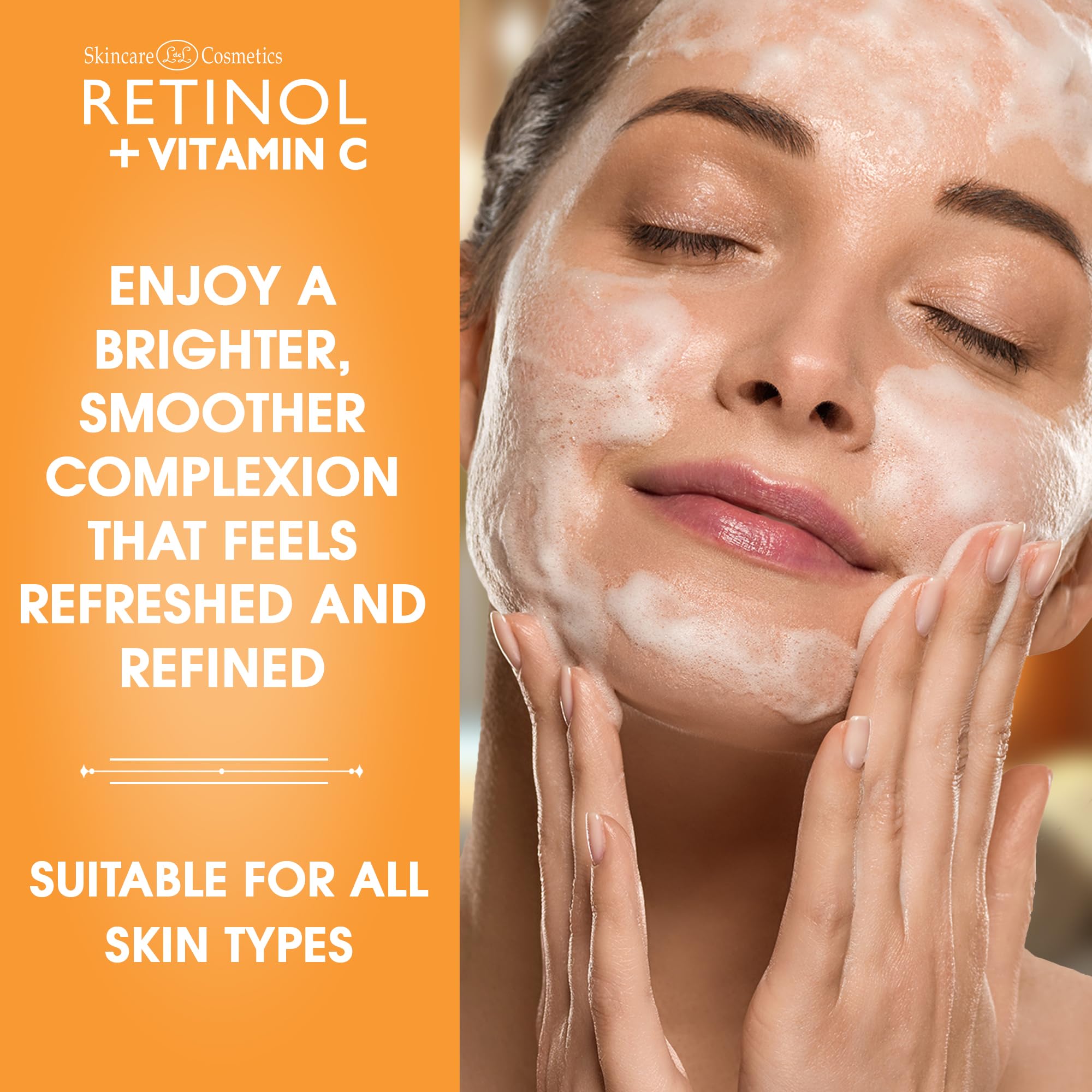 LIVAURA Retinol + Vitamin C Reiniger Gesichtswaschgel – Hellt auf und reduziert Zeichen der Hautalterung, feine Linien und ungleichmäßige Textur, 4 oz