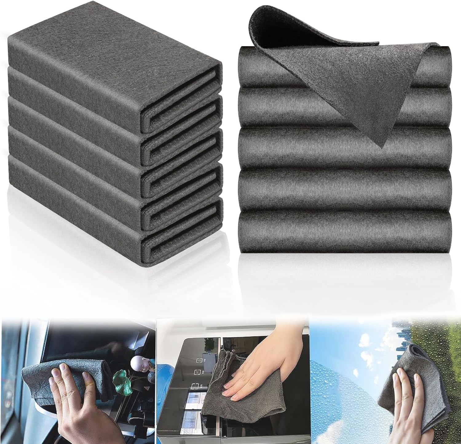 Chiffon Nanofibre Magic Clean 10 Pièces - Pour Vitres Sans Traces, Réutilisable, Lavable, 30x30 Cm