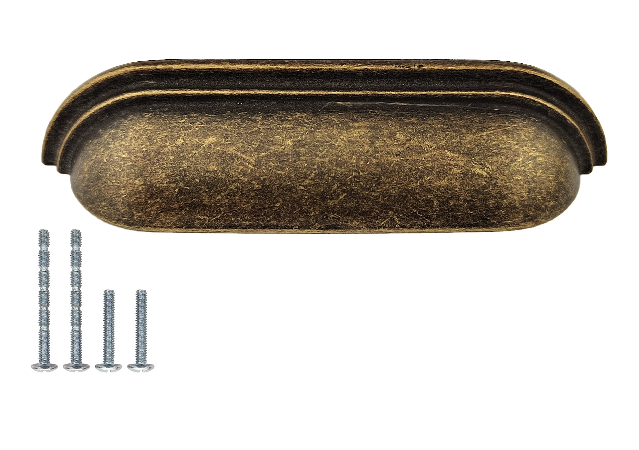 Sets of 6 Cup Handles for Kitchen cabinets & Bedroom Furniture, Cupboard Drawer & Door Antique Brass Finish by FFF (96mm Between fixings)