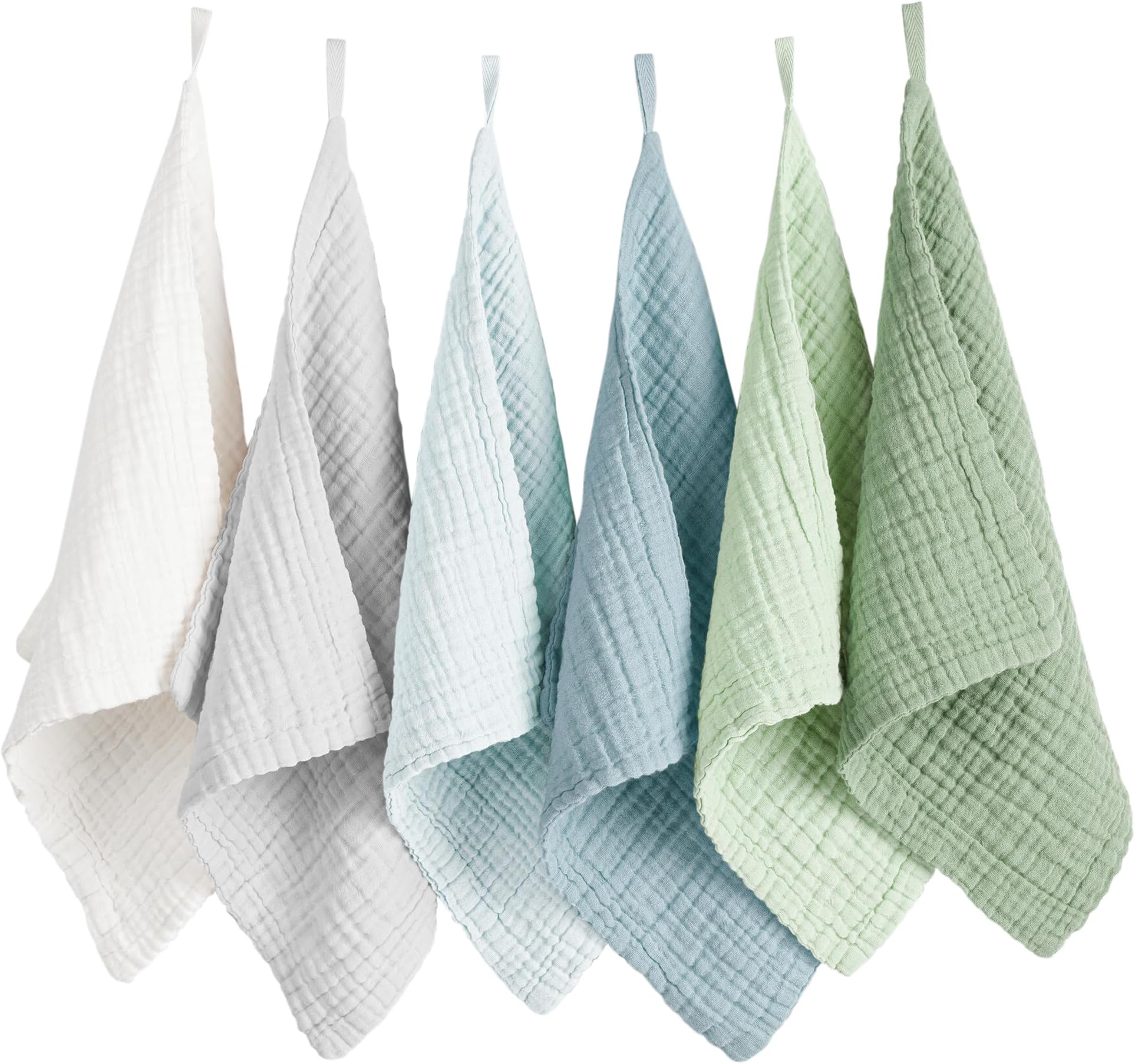Konssy 6 Pack Baby Muslin Washcloths for Unisex 100% Cotton Wash Cloth Set for Baby Face Body Comfy and Soft for Newborn Infants Kids Girls and Boys