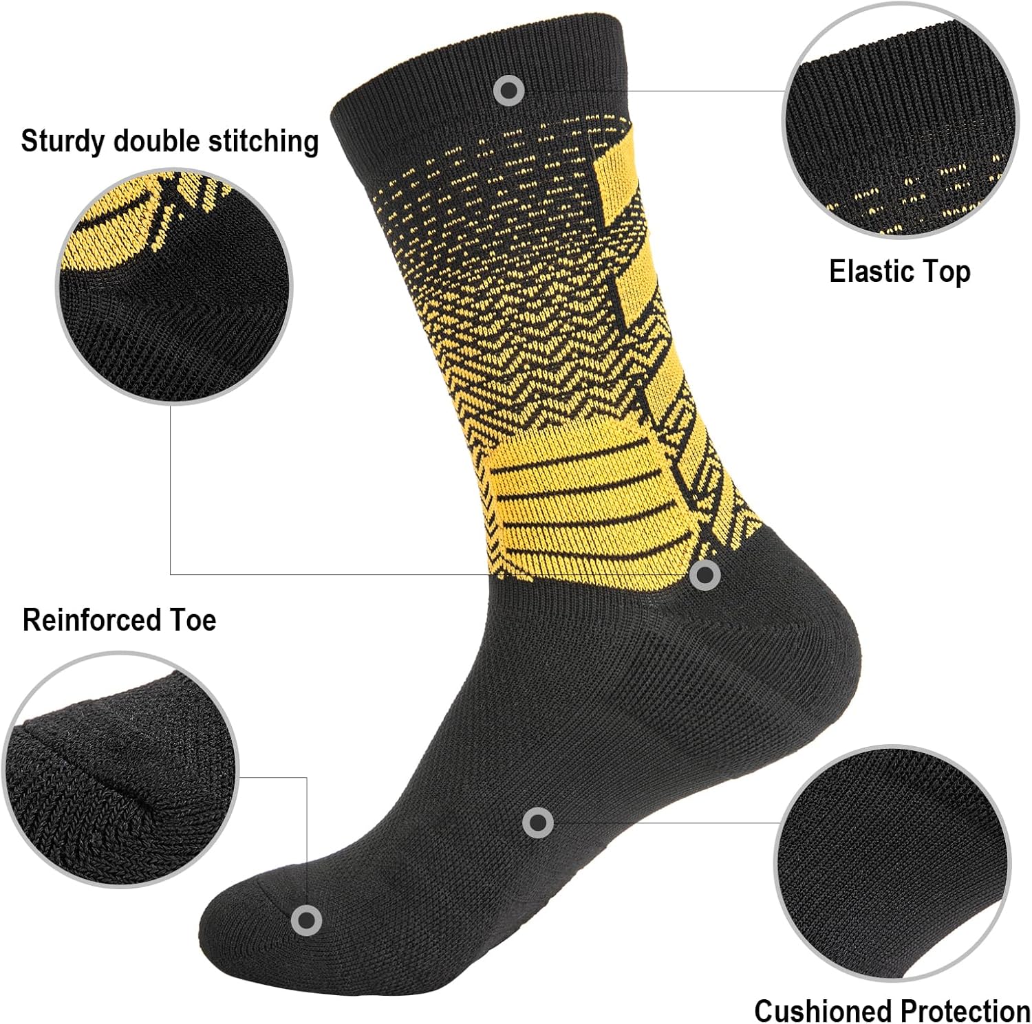 5 Pairs Basketball Socks Cushioned Athletic Crew Socks for Men Youth Adult Soccer Outdoor Football Running - Image 5