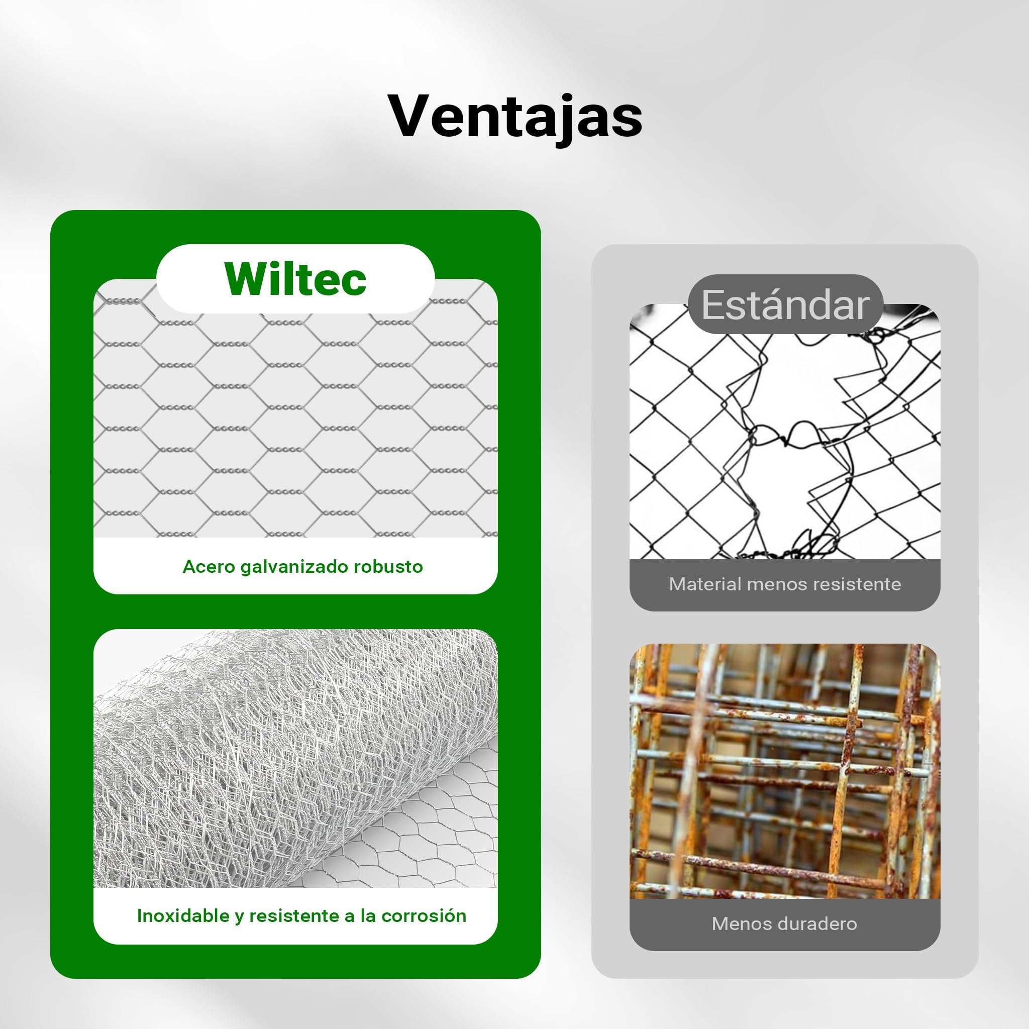 Wiltec Malla metálica de acero galvanizado para pajarera malla hexagonal 13 mm altura 1 x longitud 25 m alambre Ø 0,6 malla para conejos y gallinas cercado de animales terrazas y jardines