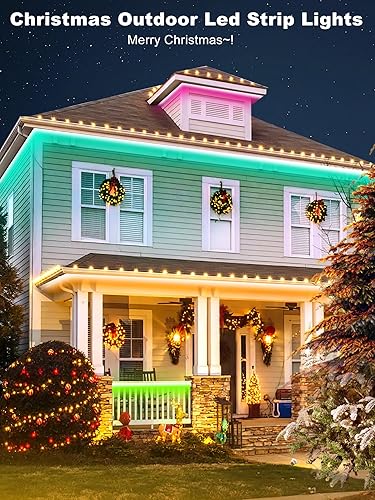 Miniatura 6 de Tira de luces LED para exteriores de 100 pies, impermeable, IP68, tira de luz LED exterior impermeable con control remoto y aplicación, cuerda de