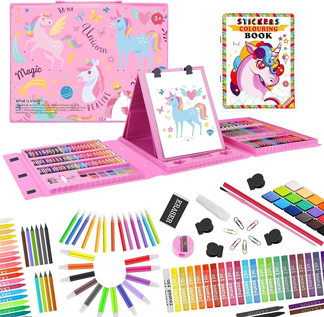 TCJJ Unicorn Art Set for Kids, Kids Drawing Set With Unicorn Coloring Book,Multifunction And Durable Art Set for Kids 6-12,for School Gifts and Christmas Gifts
