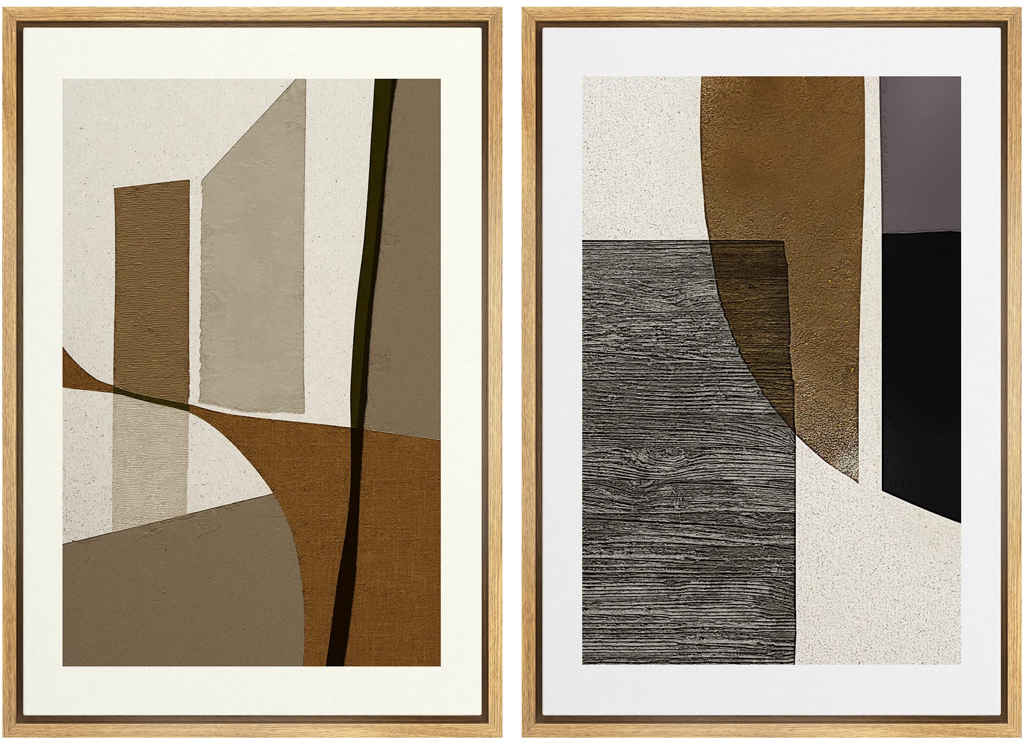 MUDECOR Framed Canvas Print Wall Art Set Watercolor Pastel Green Tan Landscape Abstract Shapes Illustrations Modern Art Decorative Contemporary for Living Room, Bedroom, Office - 16"x24"x2 Natural — view 141